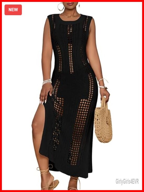 Other - Sleeveless Hollow Out Knit Beach Cover Up Swimwear Coverup
